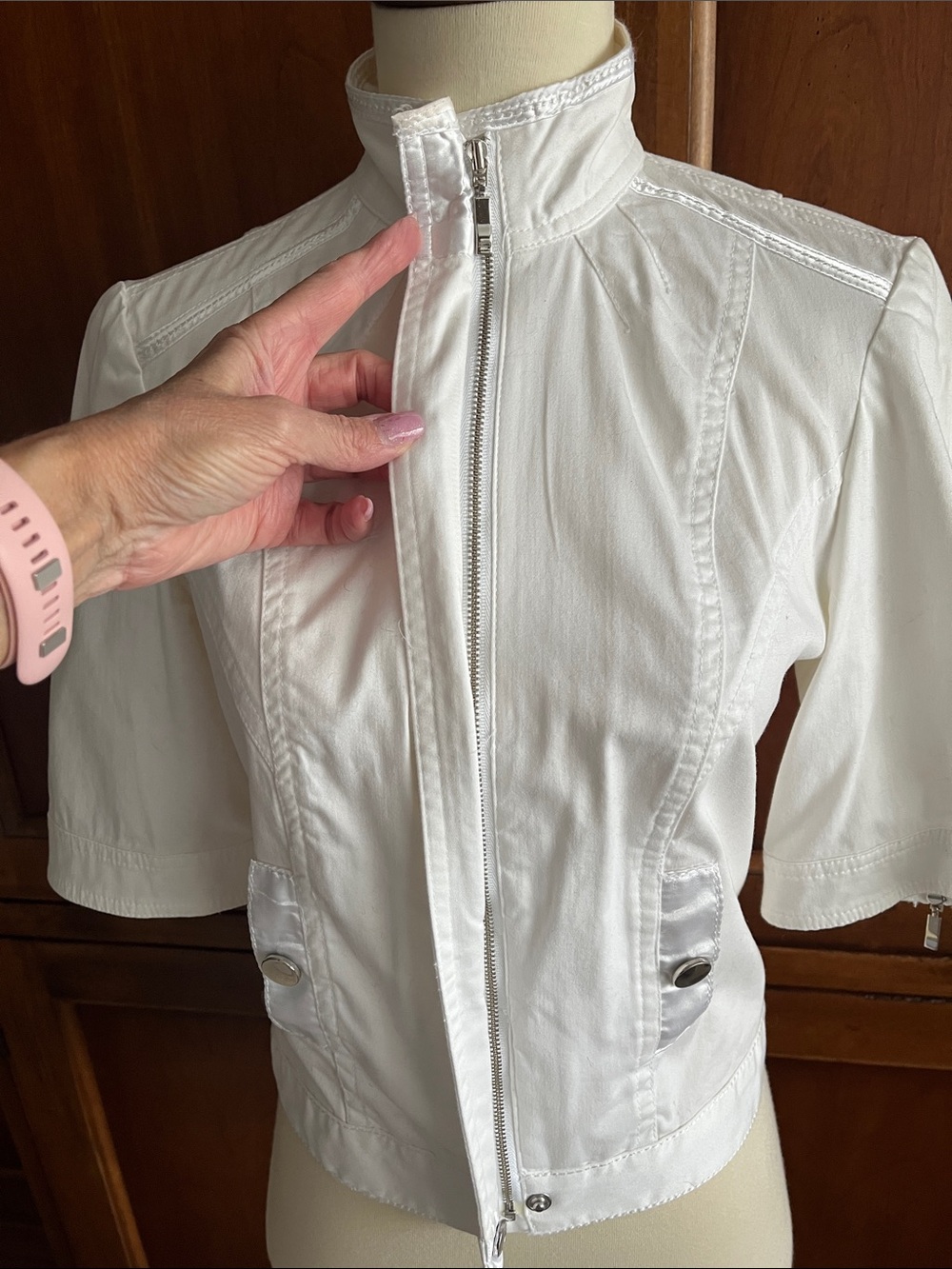 White House Black Market White Satin-Trim Jacket EUC Size 2 - Picture 8 of 13